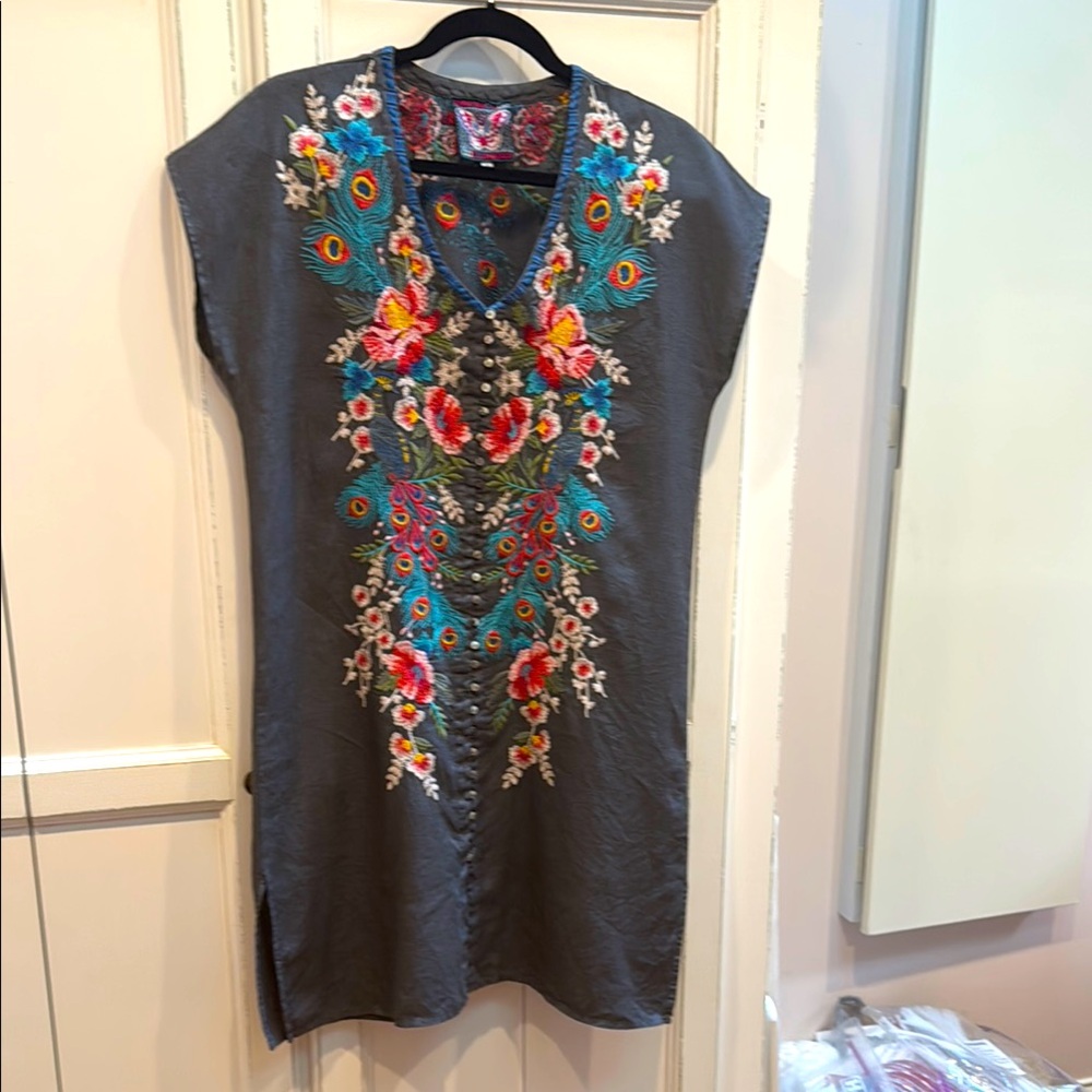 Embroidered Gray Dress